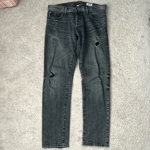 TODD SNYDER Men’s Charcoal Jeans, distressed 34x32 EUC